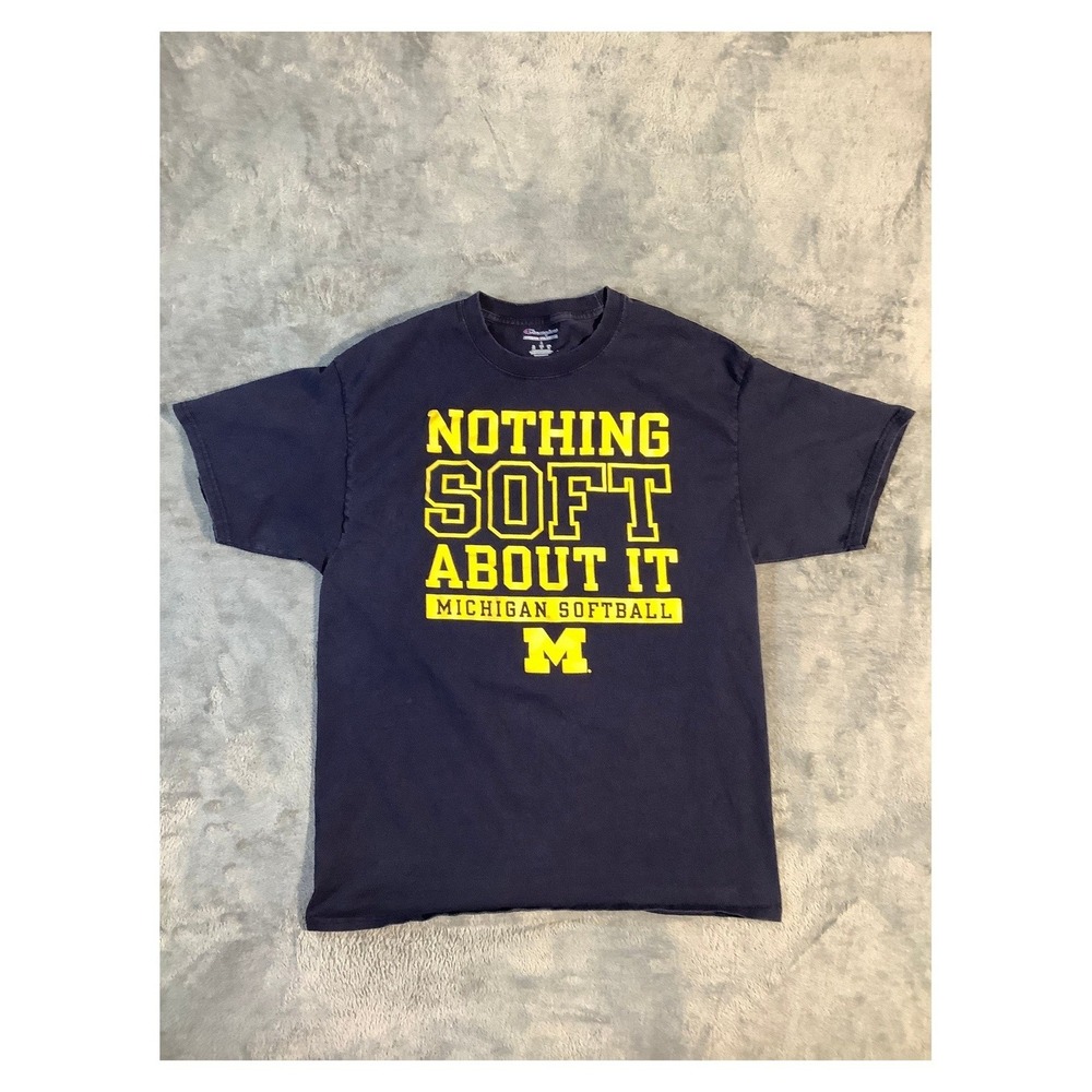 Champion‎ Michigan Wolverines Softball T-Shirt Blue Size L